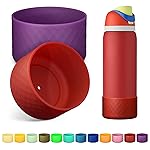 Alwenid 2PCS Silicone Water Bottle Boot for Owala 32 Oz, Anti-Slip Protective Sleeve Bottom Bumper Protector for FreeSip, Twist, and Flip Stainless Steel Water Bottles (Dark Purple+Dark Red)