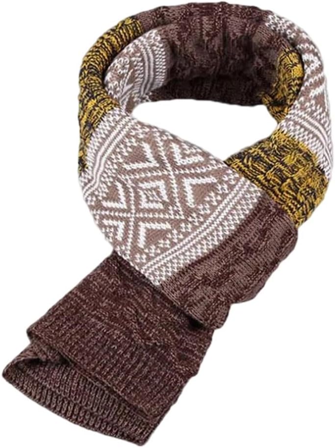Men's Winter Knitted Wool Scarf Warm Neckerchief Long Shawl Accessory