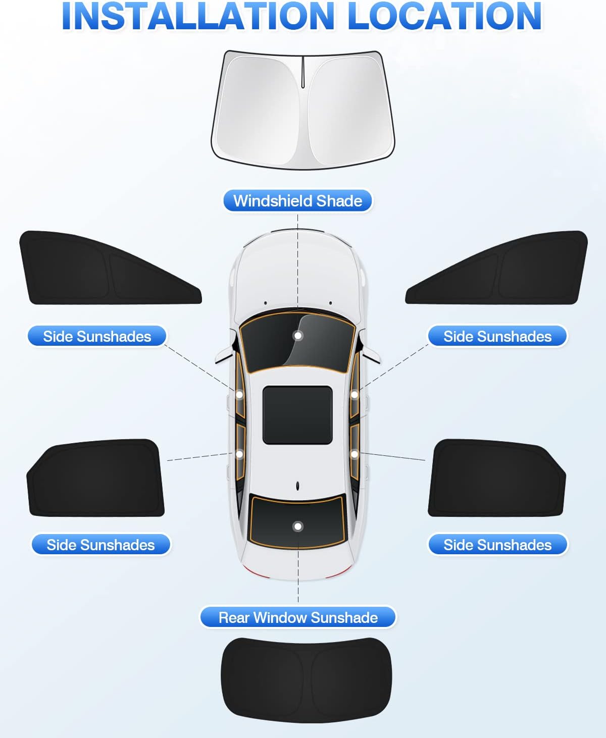 Sunshades for 2016-2022 Lexus RX Accessories Windshield Sun Shade Side Rear Window Shade Cover Sun Visor Shield Privacy Protection for Camping Keep Vehicle Cool Black 6PCS