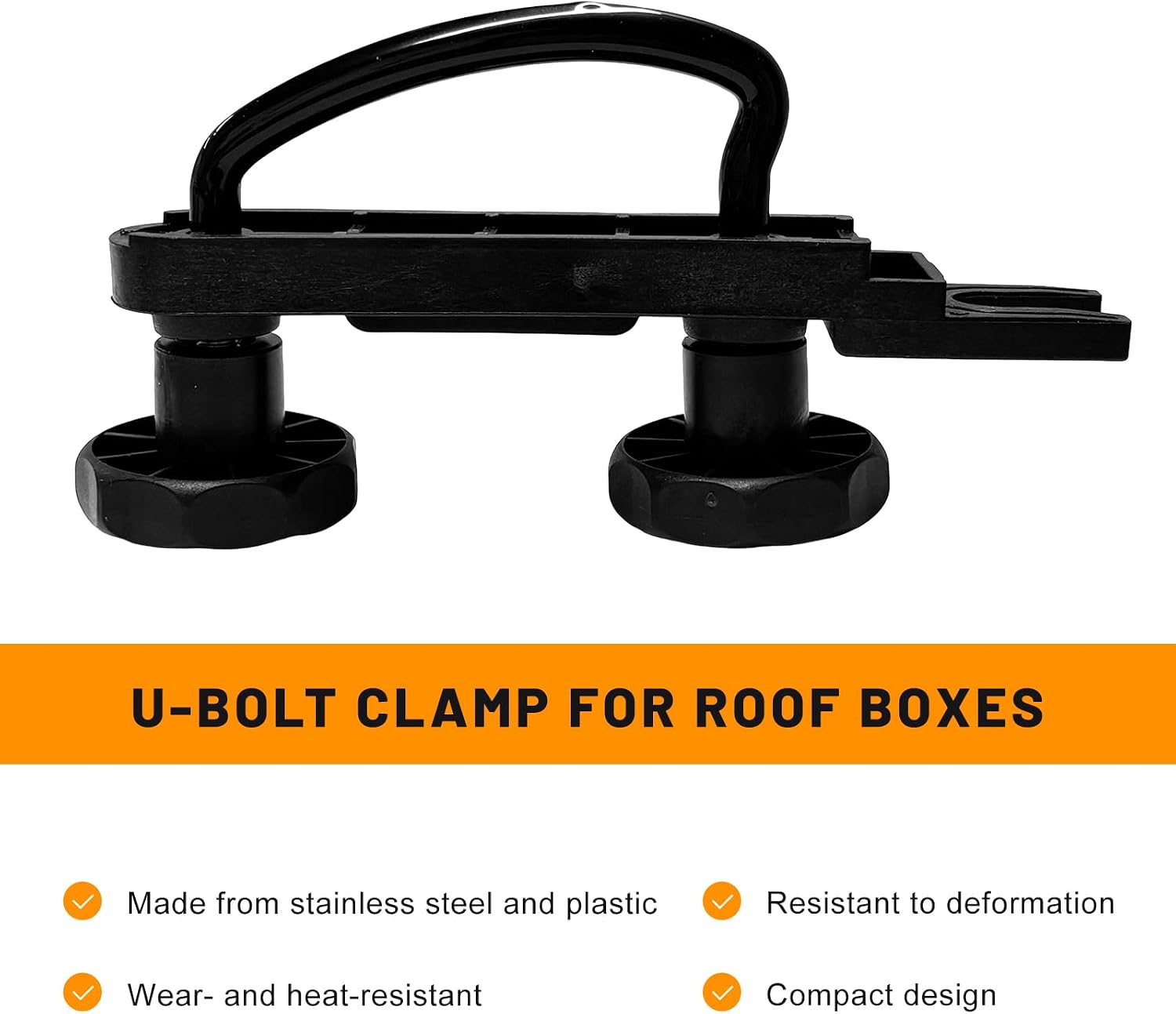 4 PCS Roof Box U-Bolt Clamps, 85mm Internal Width Rack Clamp Cargo Carrier Bracket with Lock Nuts, Universal Iron U Clip Mounting Bracket for Securing Roof Cargo Box