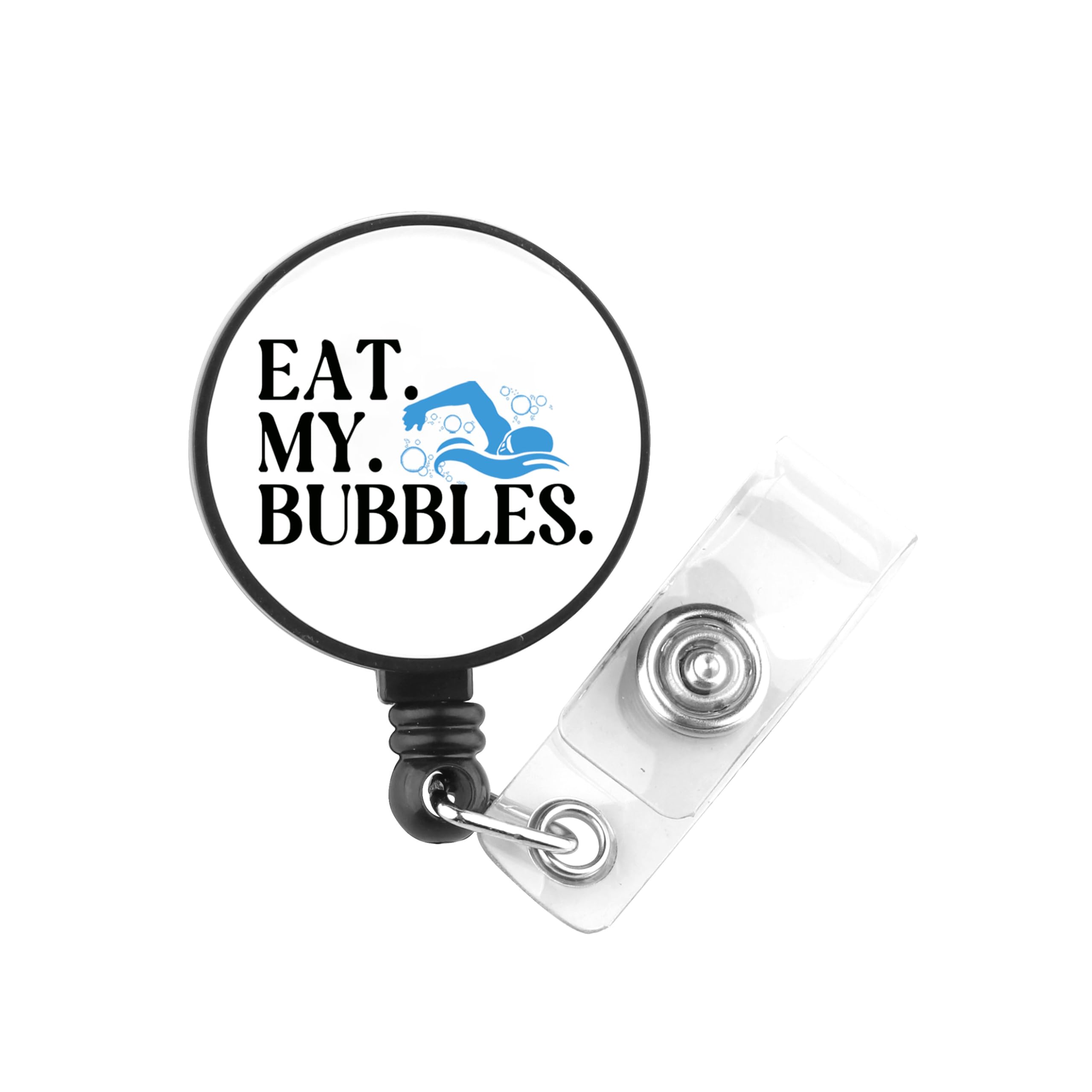 PLITI Swimming Gift Swimmer Gift Swimming Coach Gifts Swim Team Gifts Eat My Bubbles Swim Badge Reel for Nurse Doctor (eat Bubbles badgeU)