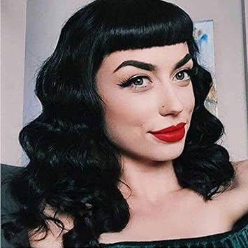 Perruque Vintage Audrey Hepburn Style Rockabilly Pour Femme Bonnet Inclus Noir Amazon Fr Beaute Et Parfum