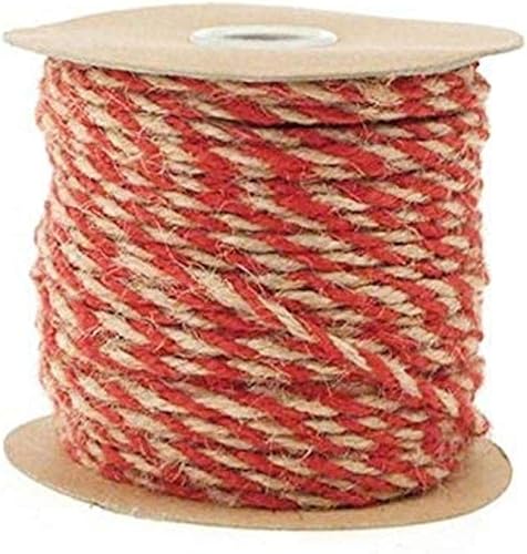 Homeford Firefly Imports Cinta de cuerda de yute bicolor, 564 pulgadas, 50 yardas, rojo, 564 pulgadas, 150 pies