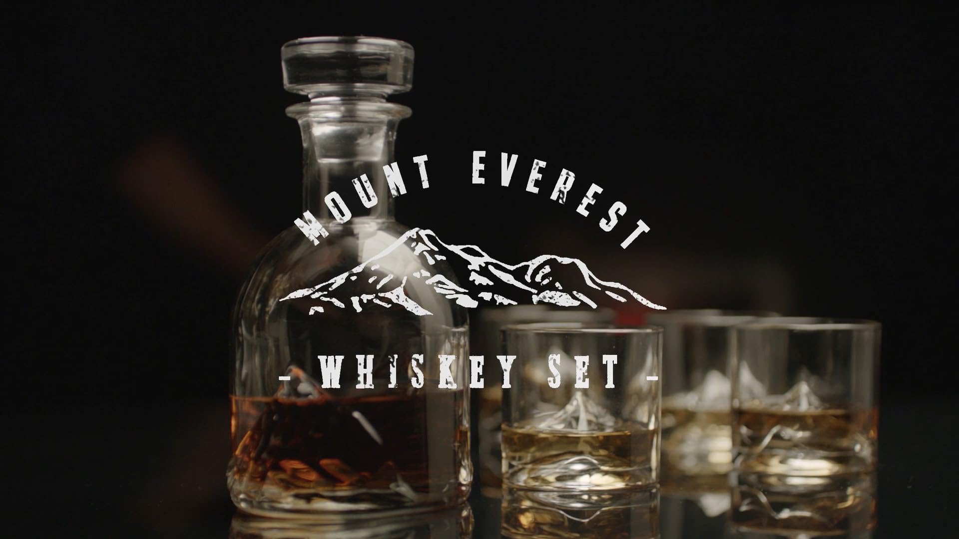 LIITON Everest - Set di 5 bicchieri da whisky in cristallo con caraffa da whisky, regalo per uomo, per cocktail, gin, bourbon, rum