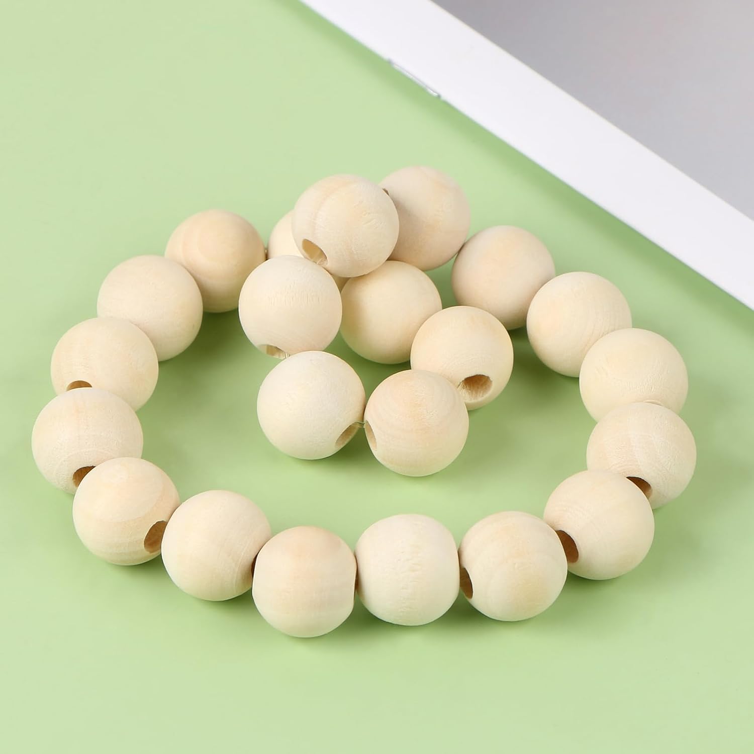 16mm Wood Beads Natural Unfinished Round Wooden Loose Beads Wood Spacer Beads for Craft Making Decorations DIY Jewelry Making, Macrame, Bracelets, Pack of 100 - Image 6