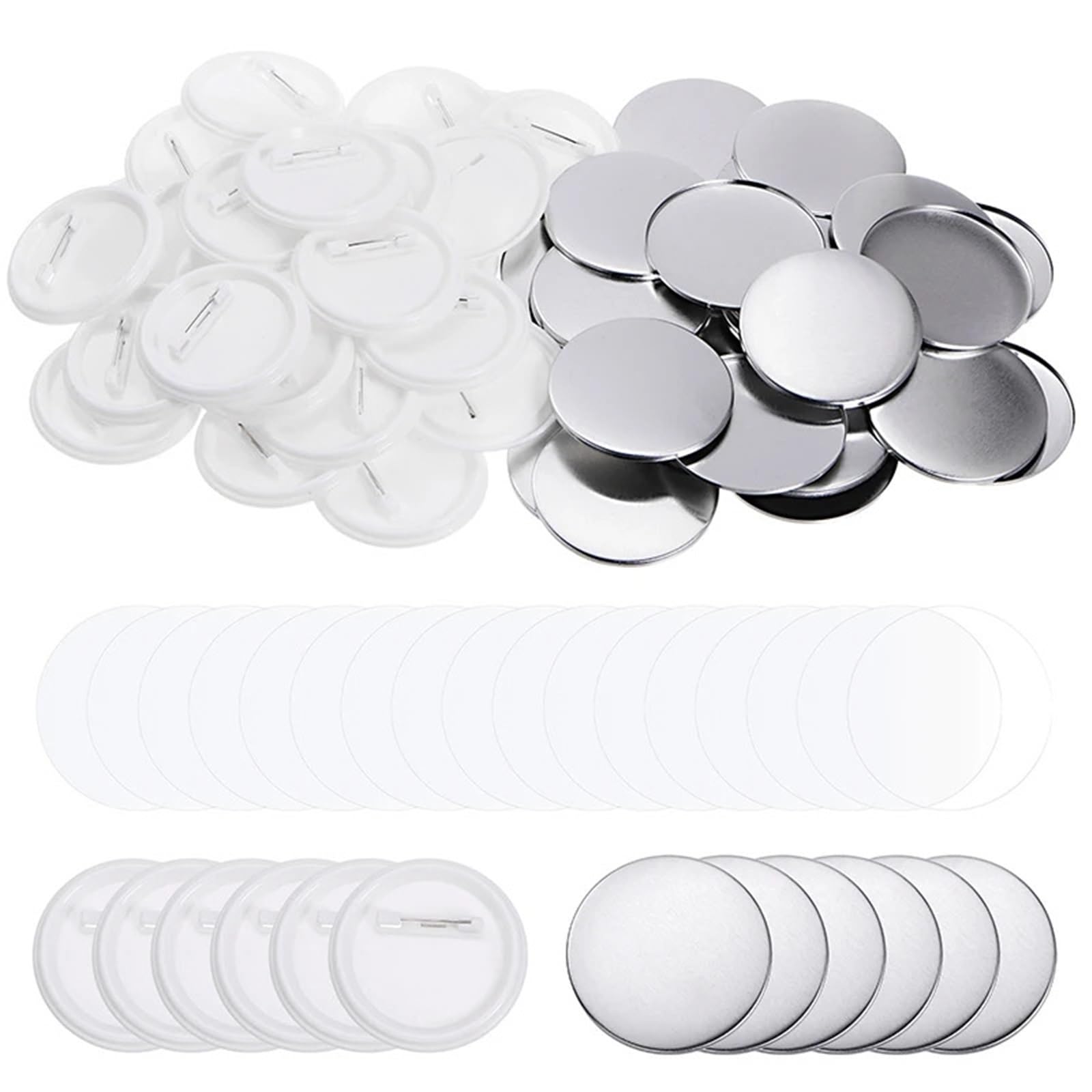 Knopfmacher-Teile, blanko, für Anstecknadeln, 200 Sets, Material: 32 mm, 37 mm, 44 mm, 58 mm, 75 mm, DIY Knöpfe (200 Set, 58 mm)
