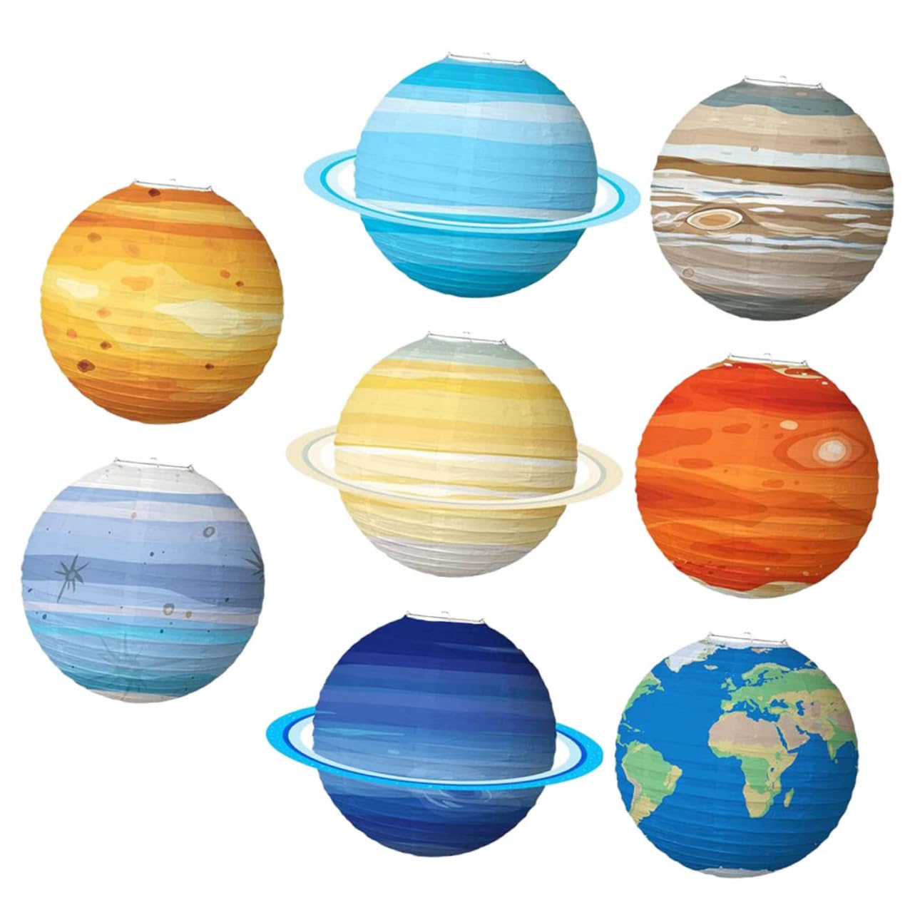 8 Stück Papierlaternen Weltraum Planeten aus Papier Sonnensystem Dekoration für Party Kindergeburtstag Babyparty