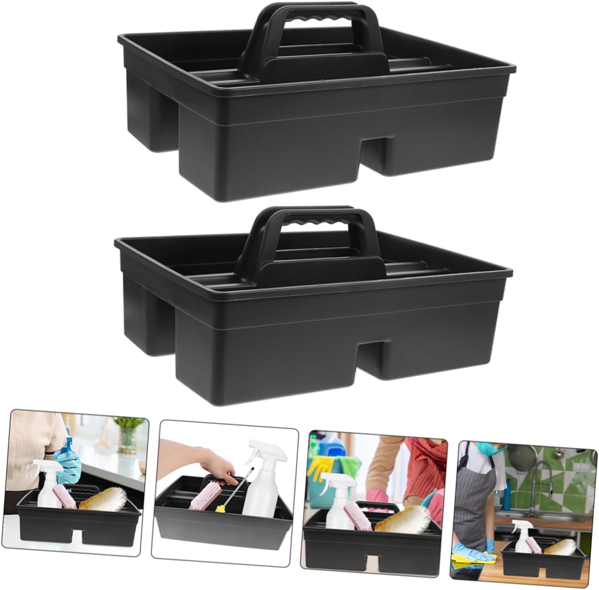 Unomor Cleaning Supplies Basket Organizer Plastic with Handle 2 Pack