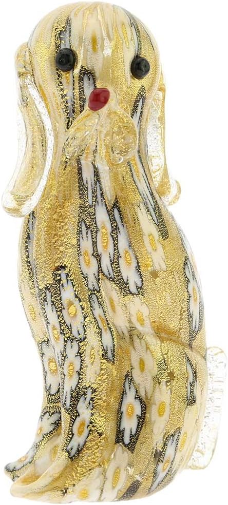 Glass Of Venice Murano Glass Golden Quilt Millefiori Dog
