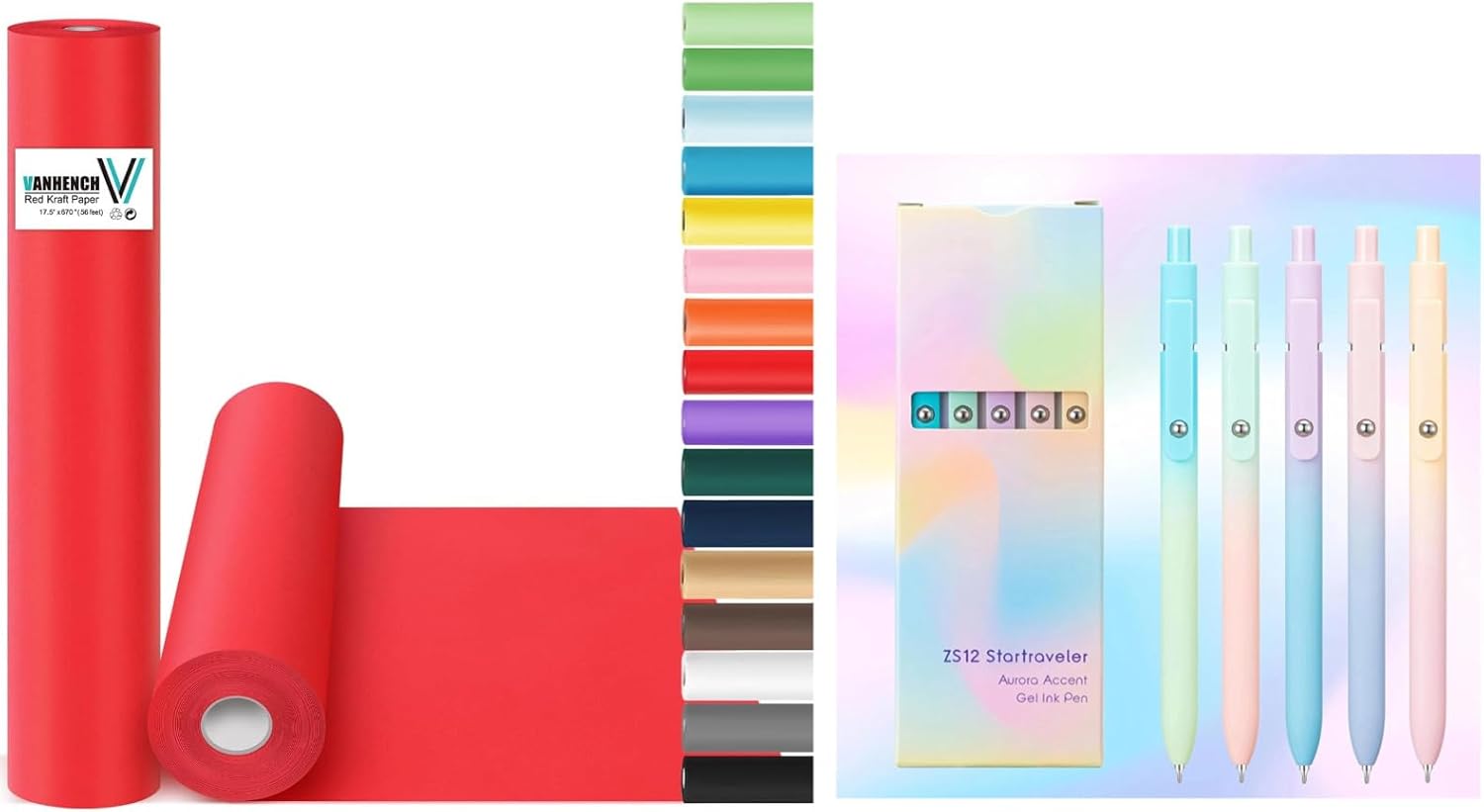 Vanhench Red Wrapping Paper & Gel Pens, Birthday Gifts for