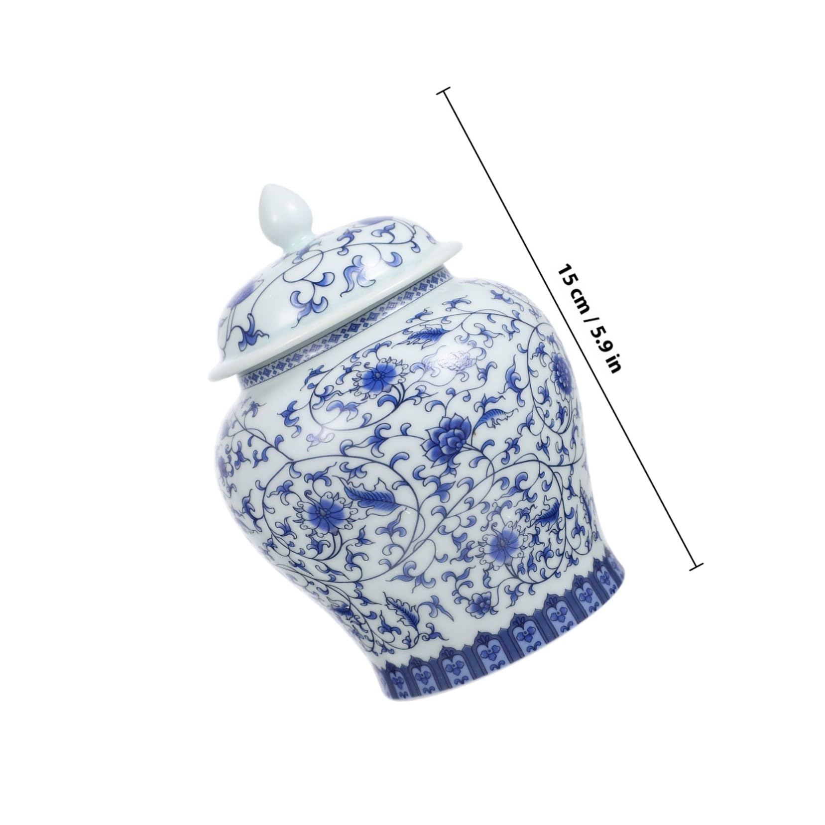 Tarro para Guardar Hojas de Té de Cerámica Azul Estilo Chino | Tapa Sellada, Diseño Retro, Pieza de Sobremesa para Almacenamiento y Ornamento