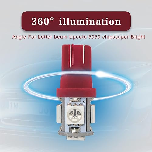 Miniatura 6 de 10 bombillas LED 194 de 6000 K, cuña T10, bombillas LED 5SMD 5050 chips, 168 T10 2825 5SMD DC 12 V bombillas de repuesto para cúpula de coche, mapa,