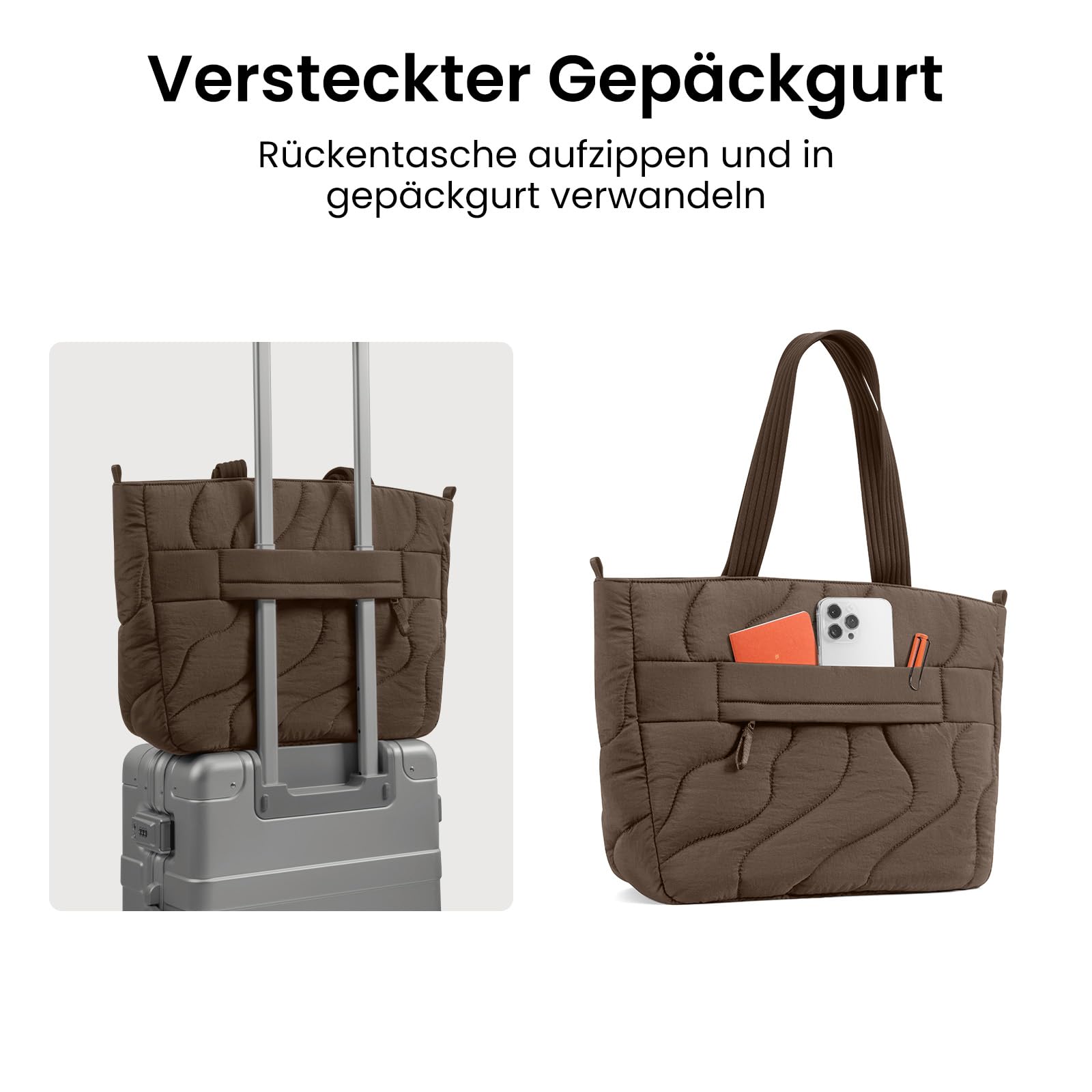tomtoc Puffer Laptop Tragetasche für Damen, 10L Tote Bag für 13-14 Zoll Macbook, Leichte Schultertasche Handtasche, Modische Laptoptasche Damen für Shopper, Arbeit, Reisen und Alltag