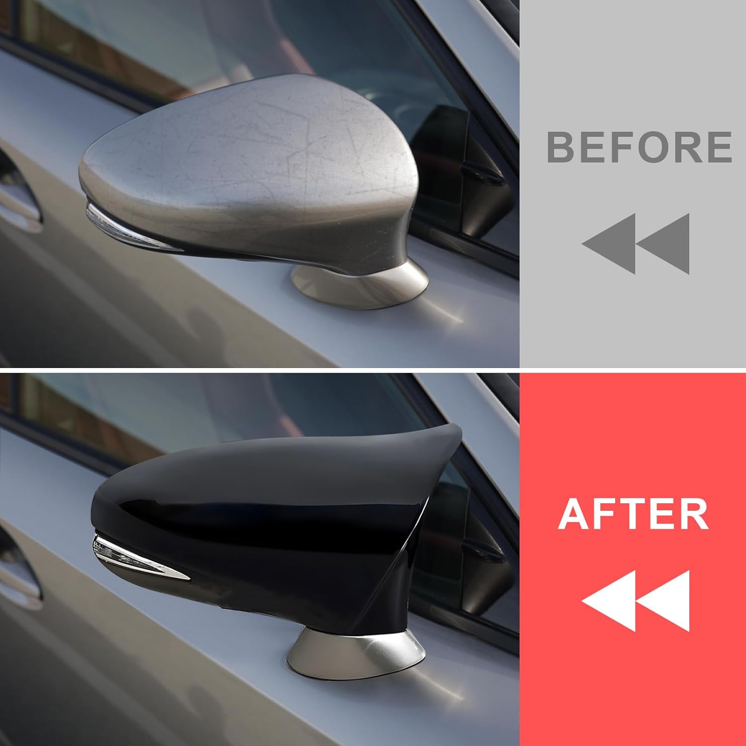 2Pcs Side Mirror Caps Compatible with Lexus IS GS CT LS ES RC F-Sport 2013-2020, Door Rearview Mirror Cover Trims Exterior Decoration Accessories (Glossy Black)