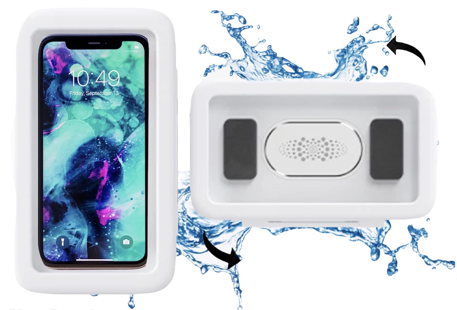 Shower Phone Holder Waterproof Wall Mount Bathroom case Mount Shelf, Bathroom Phone Shelf Shower Glass Mirror Shower Mount Storage Box Phone Holder, Anti-Fog Spread Pixie Dust (White)