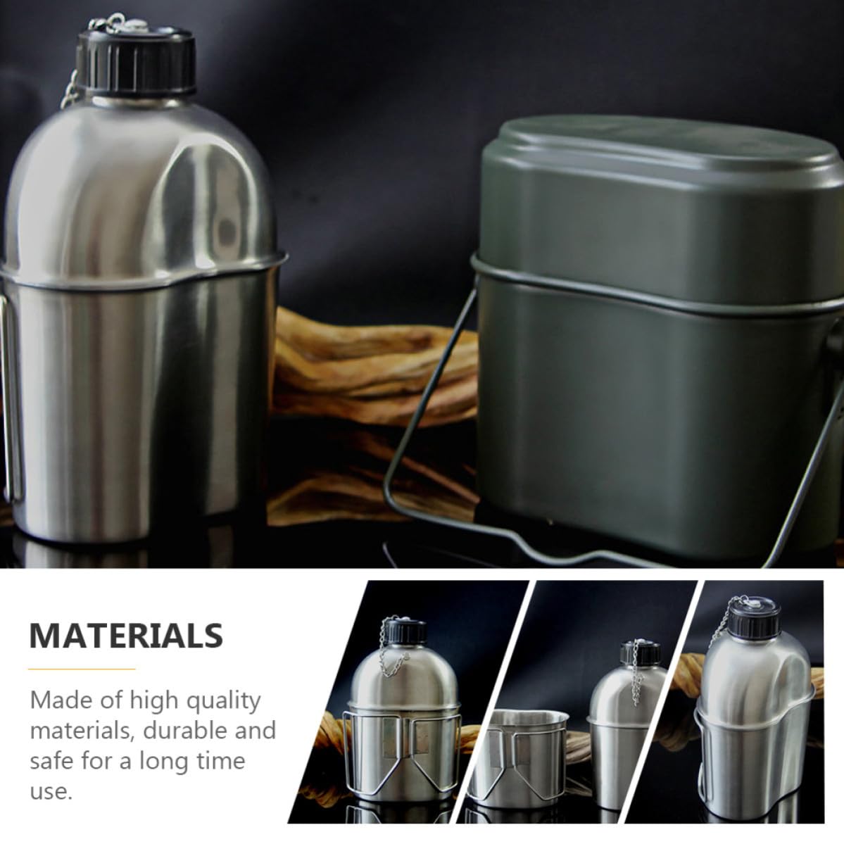 Tragbare Outdoor Wasserflasche aus Edelstahl, Silber | Leicht und Praktisch, Starke Abdichtung, für Unterwegs im Rucksack Platzierbar