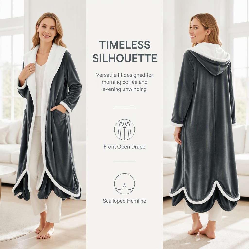 Accappatoio riscaldato con piedi, coperta riscaldata indossabile con tasca per i piedi, accappatoio elettrico riscaldato, 9 livelli di riscaldamento, spegnimento automatico, in flanella