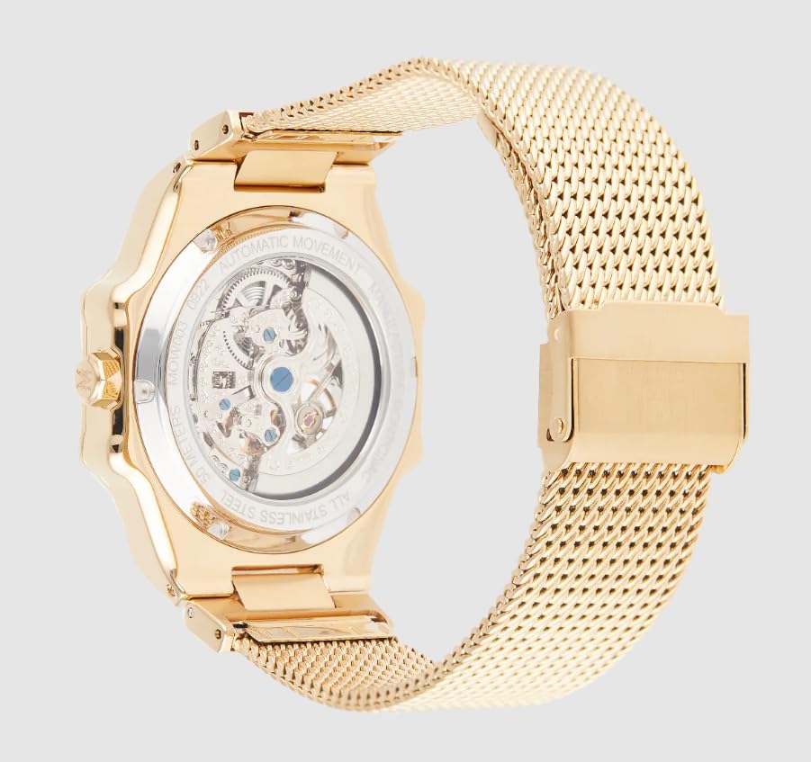 Montignac Montre MOW003 Automatique Squelette Dorée Maille | Mouvement automatique, Acier inoxydable