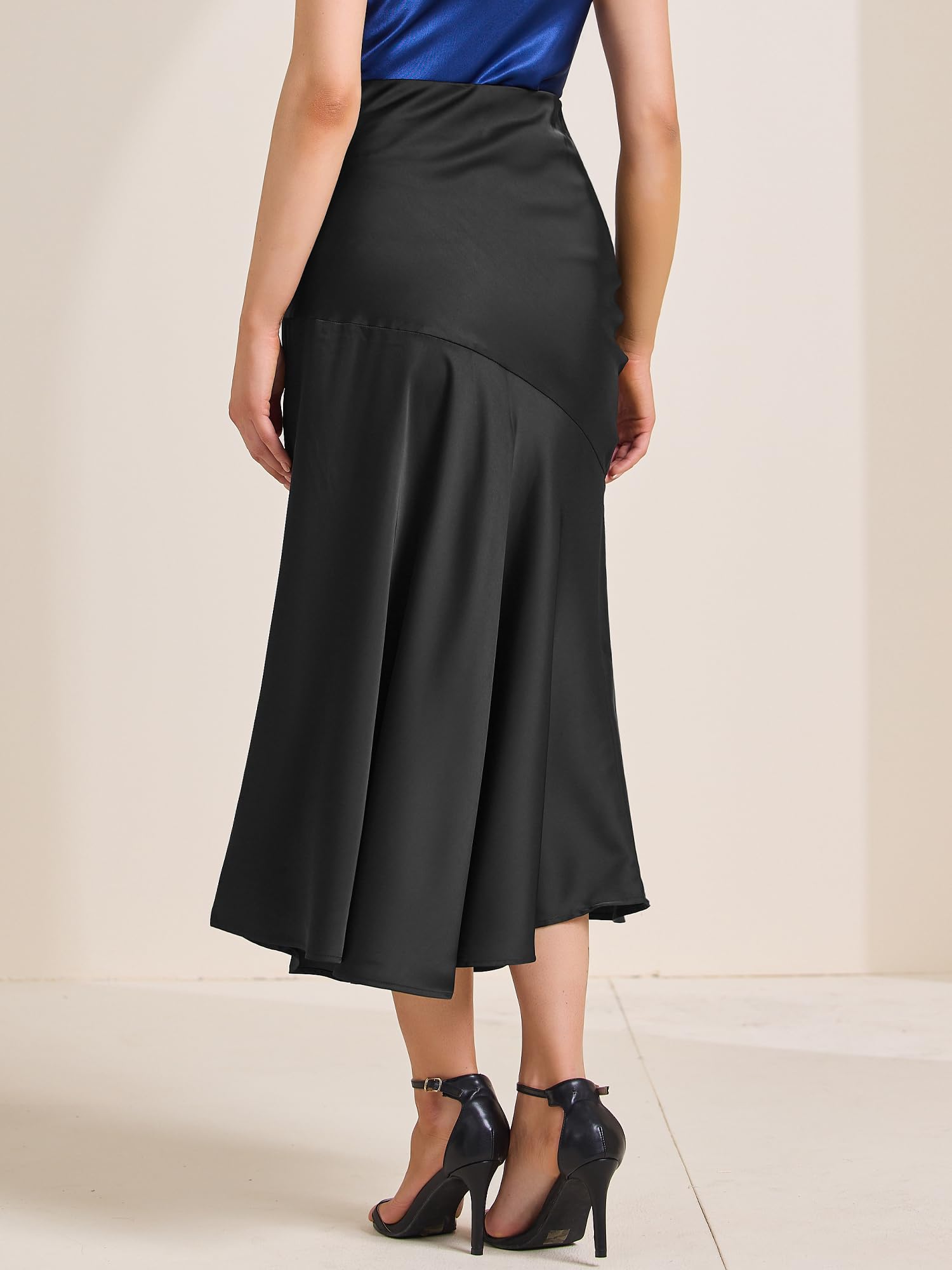 Allegra K Maxi gonna da donna in raso, a vita alta, casual, cocktail, feste, matrimoni, gonne lunghe a sirena