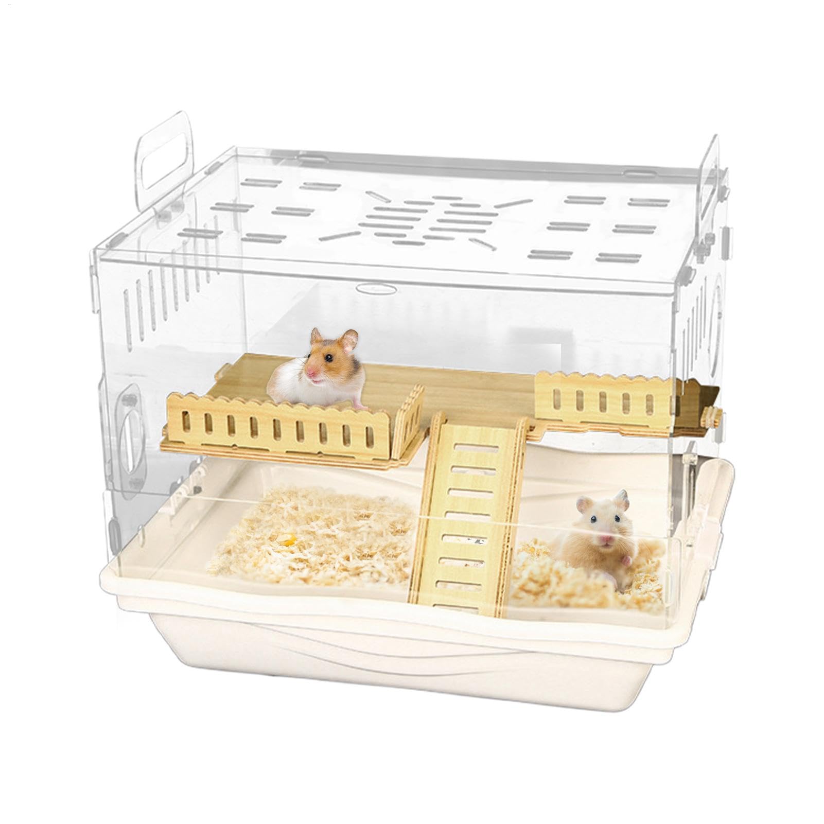 Przezroczysta klatka chomika, przezroczysta mała klatka dla zwierząt domowych, oddychająca obudowa Gerbil, przestronny dom dla chomików, mice, gerbils, właścicieli zwierząt, rodzin, miłośników