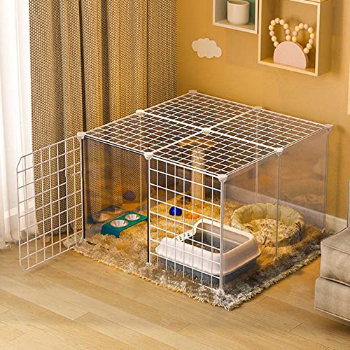 Cage pour chat intérieur avec bac à litière modulable grand espace 75x75x47cm