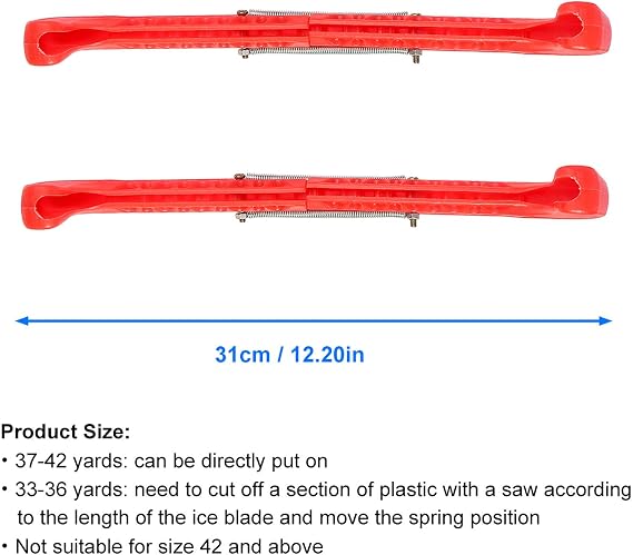 Ice Skate Guards，1 Pair Plastic Ice Hockey Skate Blade Covers with Adjustable Spring, Red Skate Blade Protector for Hockey Skates, Figure Skates