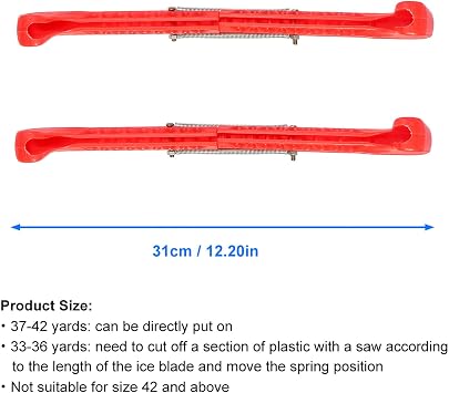 Ice Skate Guards，1 Pair Plastic Ice Hockey Skate Blade Covers with Adjustable Spring, Red Skate Blade Protector for Hockey Skates, Figure Skates