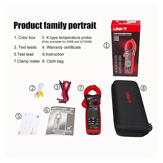 1000A 1000V UT206B UT207B UT208B True RMS AC DC Digital Clamp Meter miniatura 7