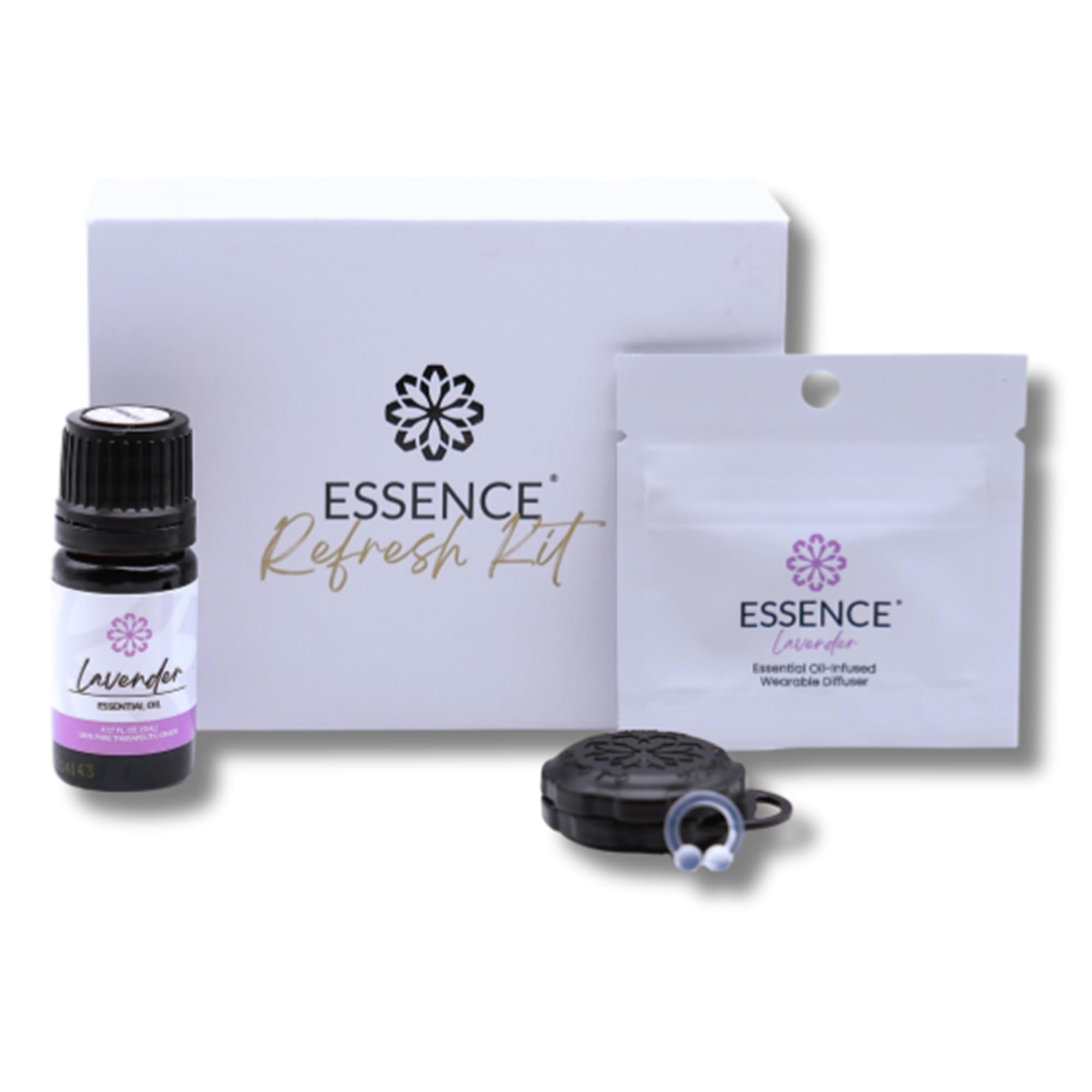 Essence Nasal Diffuser | Essential Oil Ring | Silicone Nose Inhaler Refresh Kit (Lavender)