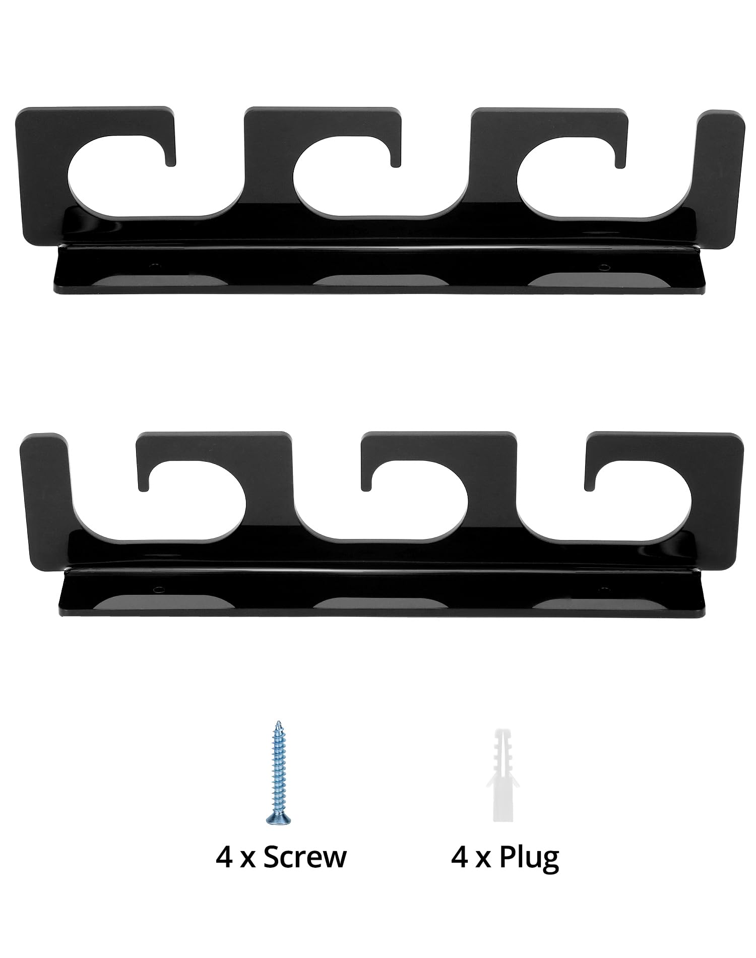 QWORK® 2 Pack Uchwyt na wędkę, mieści 6 wędek, mocowanie sufitowe lub ścienne, pasuje do wędek, kijków narciarskich, kijków turystycznych, kijów hokejowych i innych