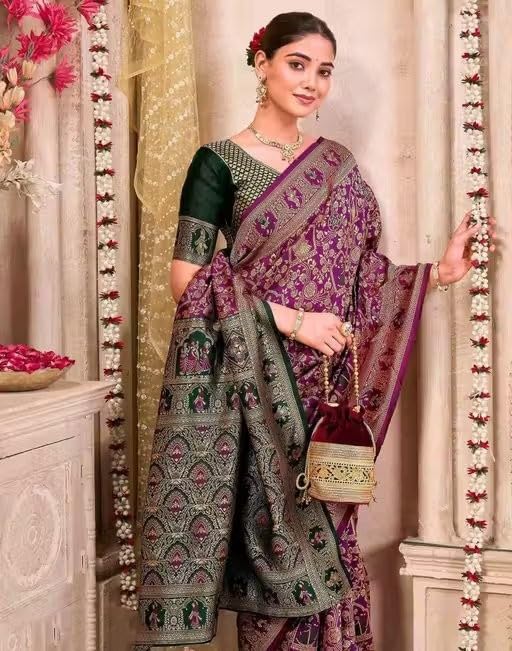 Image of Yashika Women's Banarsi Silk Saree with Blouse Piece for Traditional Ethnic Wear Sari