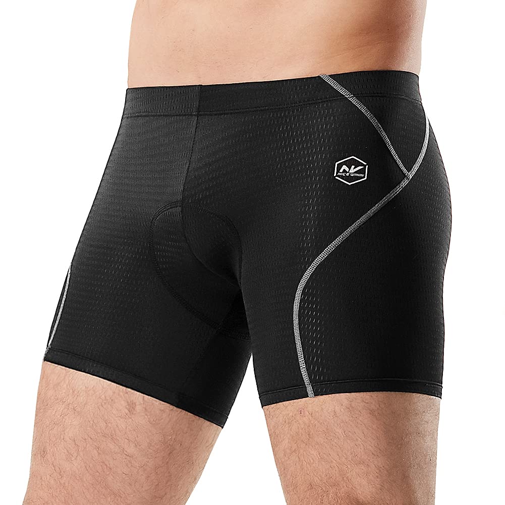 NICEWIN Radunterhose Herren mit Sitzpolster Radlerhose Unterwäsche 4D Gepolsterte Fahrradhose Kurz Atmungsaktive schnelltrocknende stoßfeste Herren Fahrrad Unterhose