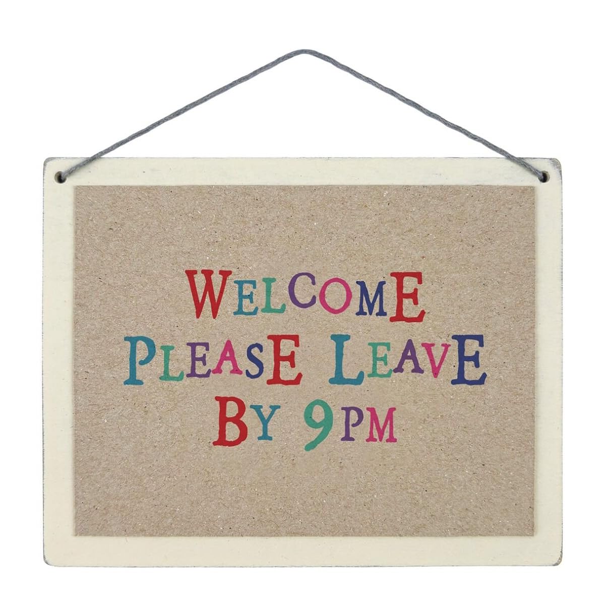 East of India Sign - Welcome Please Leave By 9pm - Wooden Plaque Home Decoration Hanging Ornament