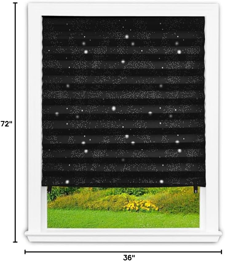Redi Shade No Tools Original Printed Light Filtering Pleated Paper Shade, Galaxy, 36" W x 72" L, 4 Pack