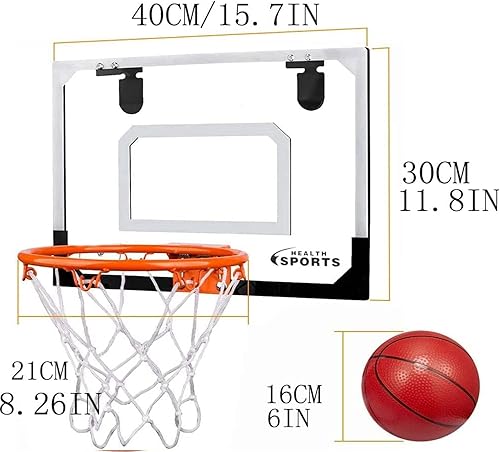 Miniatura 4 de Mini aro de baloncesto para interiores para niños y adultos, pequeño aro de baloncesto sobre la puerta, mini aro con 4 bolas, aro de montaje en