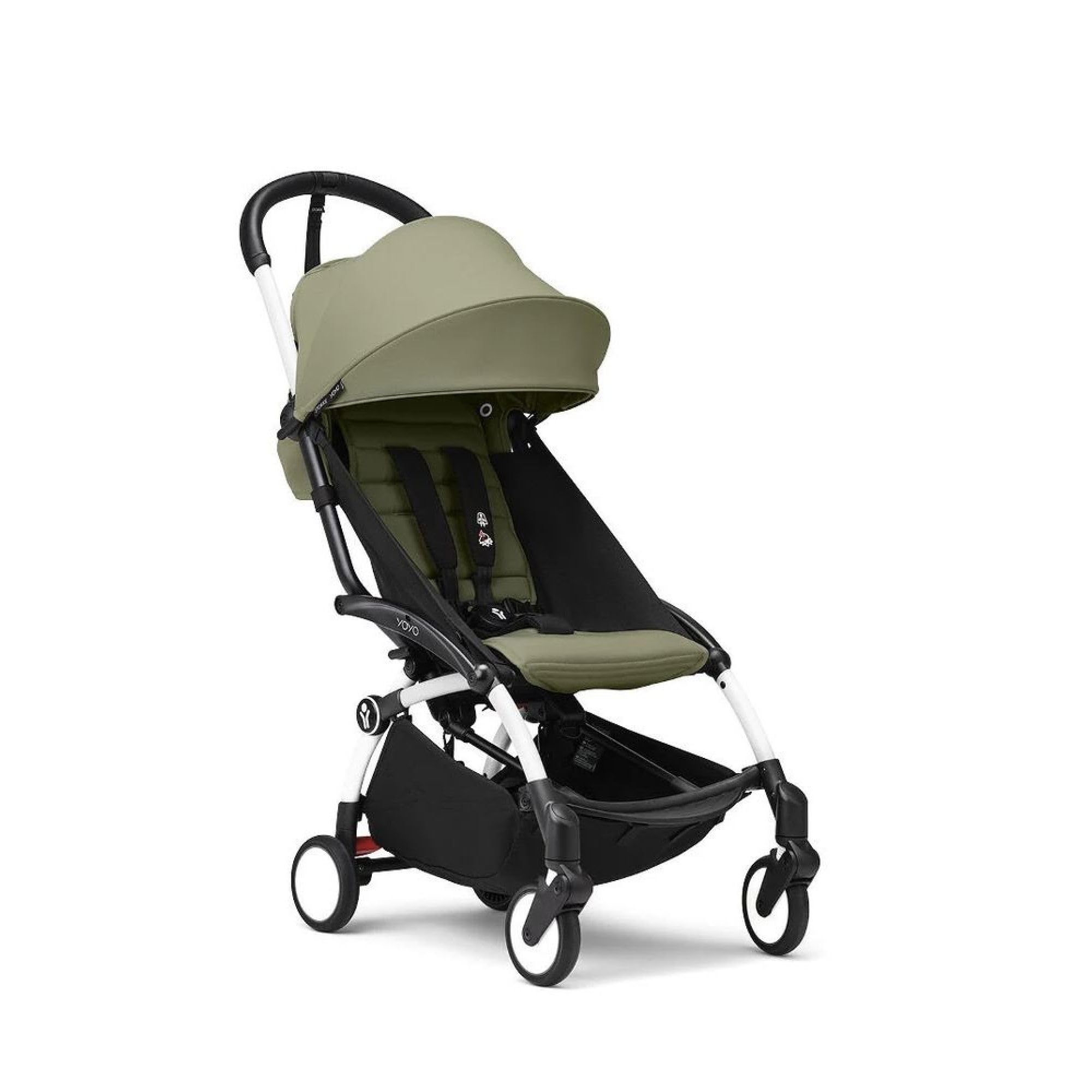 Stokke Babyzen YOYO3 Stroller from 6 Months - Includes White Frame Seat Cushion + Canopy - Folds in & Out in a Flash - Light & Compact - Carry-On Compatible - Olive-image-32