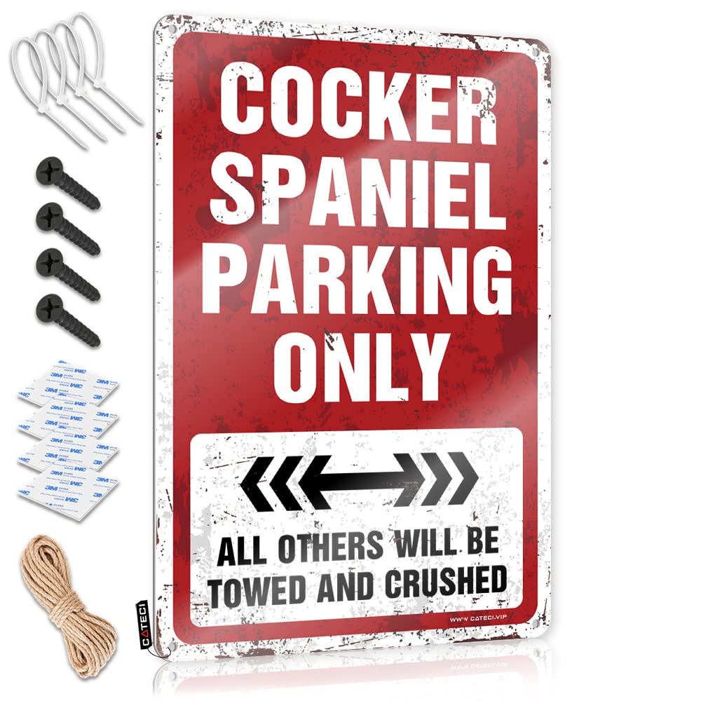 Krazmurongd Women's One Color Retro Tin Signs Cocker Spaniel Parking Only Tin Sign Drinking Signs Funny Man Cave Rules