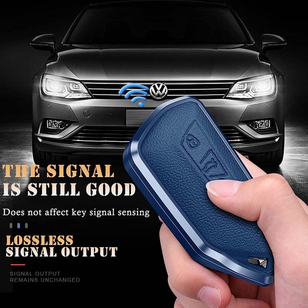 HIBEYO Smart Car Key Case Suitable for VW Golf 8 Seat Leon MK 4 Protective Case 3 Buttons Skoda Octavia Car Key Case Cover Key Box Key Fob Leather Brown - Image 3