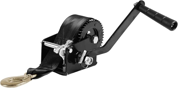 Jack Boss Hand Winch, 800 lbs Pulling Capacity, Boat Trailer Winch Heavy Duty Rope Crank with 20 FT Polyester Strap, Manual Operated Hand Crank Winch for Trailer, Boat or ATV Towing