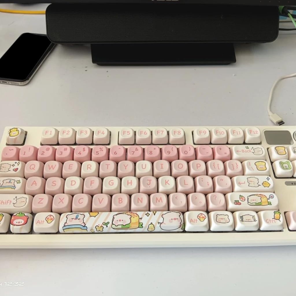 118 Keycaps PBT MOA Profile Standard Sublimation Process Pink Pig Themed Keycaps