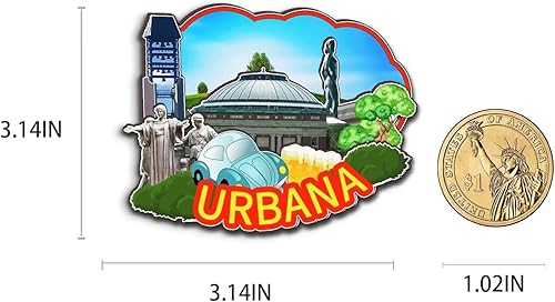 Miniatura 3 de Urbana Illinois USA - Imán de madera para nevera, 3D, monumentos de viaje, coleccionables, recuerdos, decoración hecha a mano, 2