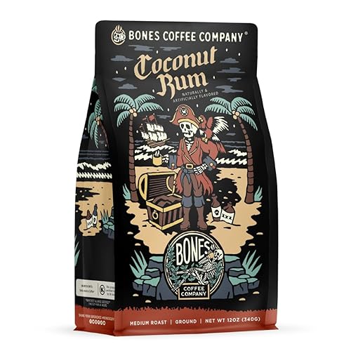 Miniatura 226 de Bones Coffee Company - Granos de café molido French Vanilla, café arábico de tostado medio y baja acidez, café gourmet, 355 gr