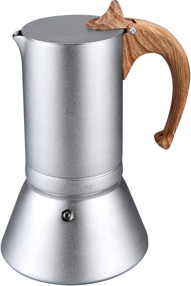 6 Cups Stovetop Espresso Maker Pot, Italian Espresso Coffee Maker, 12oz Moka Pot Anodized Aluminum
