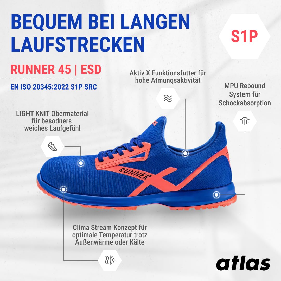 ATLAS - the shoe company Buty ochronne Runner 45 S1P ESD EN ISO 20345 SRC