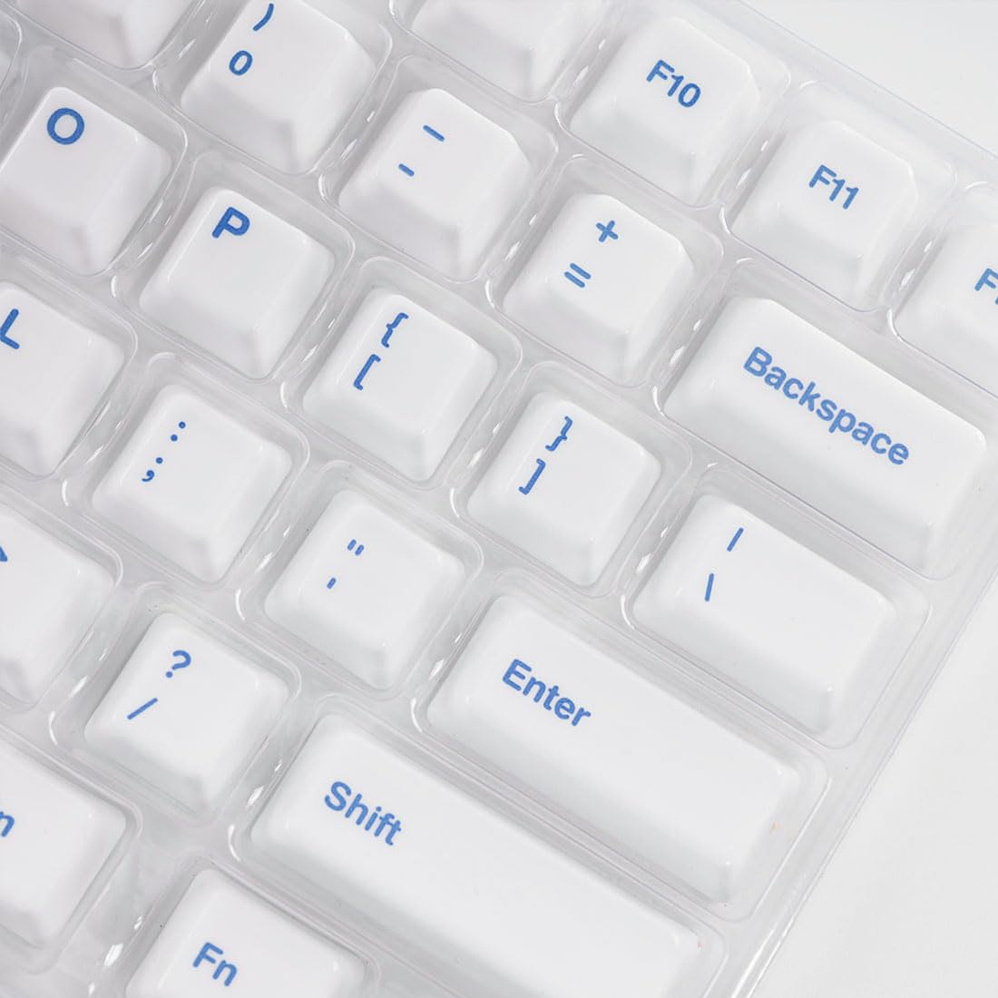 Ceramic Keycap Set for 61/67/68 ANSI Keyboards 96 Keys (White with Blue)