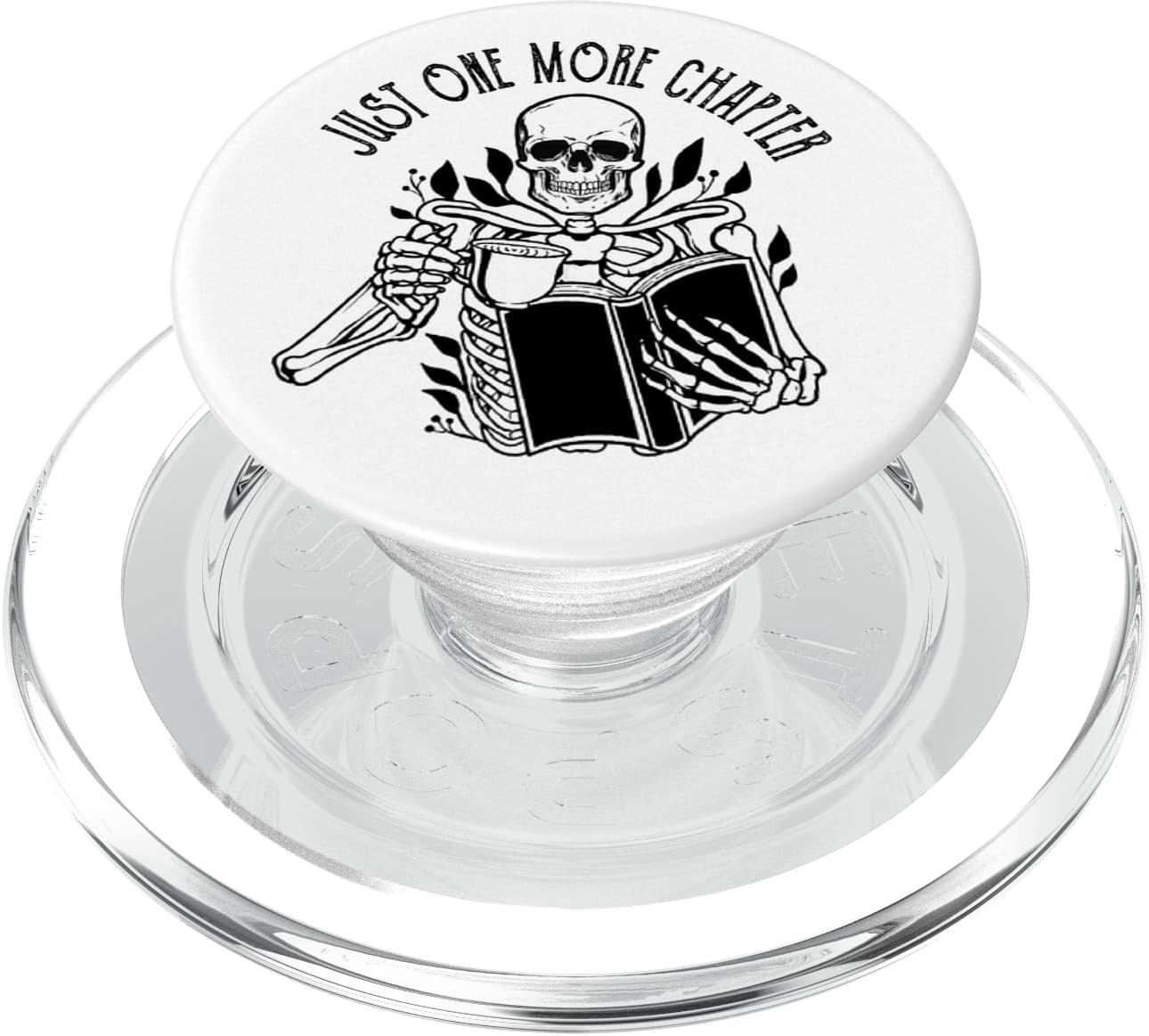 Funny Just One More Chapter Skeleton Reading Book PopSockets MagSafe PopGrip for iPhone