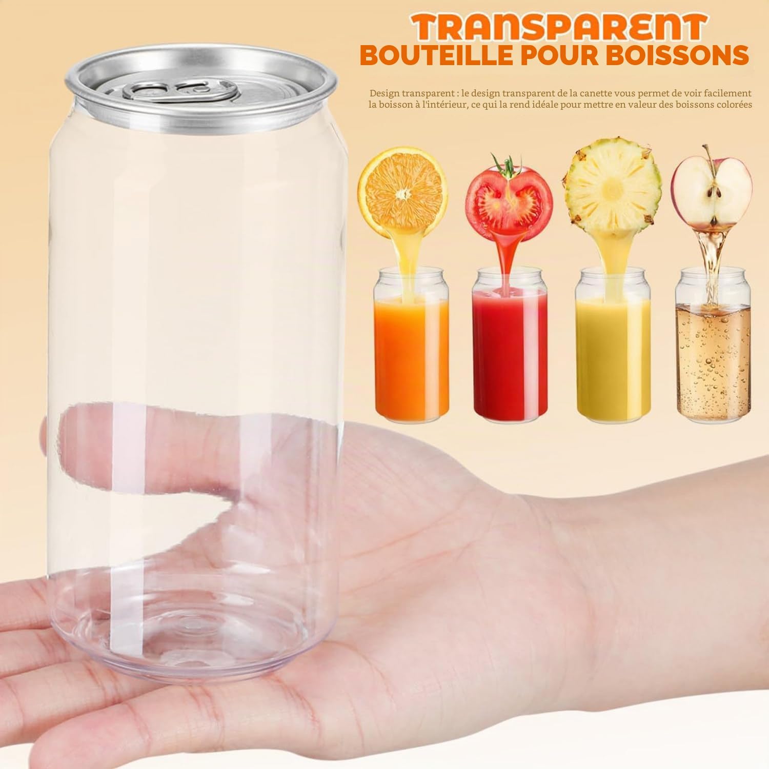 Gobelets en Forme de canette,Contenants Transparents avec Couvercle,Bouteille de jus Polyvalente pour café glacé,Smoothies,bière et Cocktails 200pcs