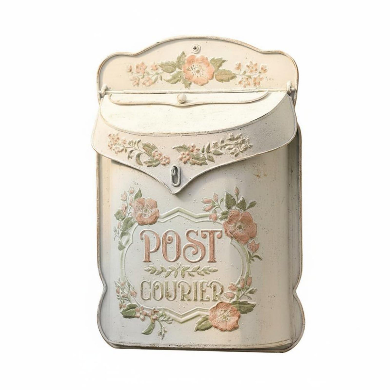 Baoblaze Mailbox Vintage Ornamental Iron Mail Holder with Spacious Storage and Timeless Design Suitable for Indoor Use Outdoor Decor Mail Organization Reception Space, White