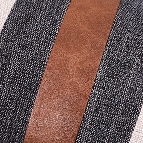 Boysum Set Of 2 Leather Throw Pillow Covers Outdoor Decor Beige Patchwork Linen Brown Faux Leather Pillows Cover For Couch Sofa, Beige 20X20 Inch #TOP2