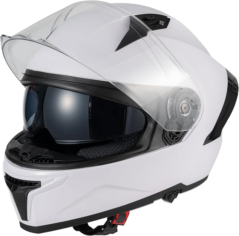 Favoto Full Face Helmet with Dual Visors, DOT Approved Motorcycle Helmet , Lightweight Street Dirt Bike ATV Off Road Motocross Helmet for Adults, Medium